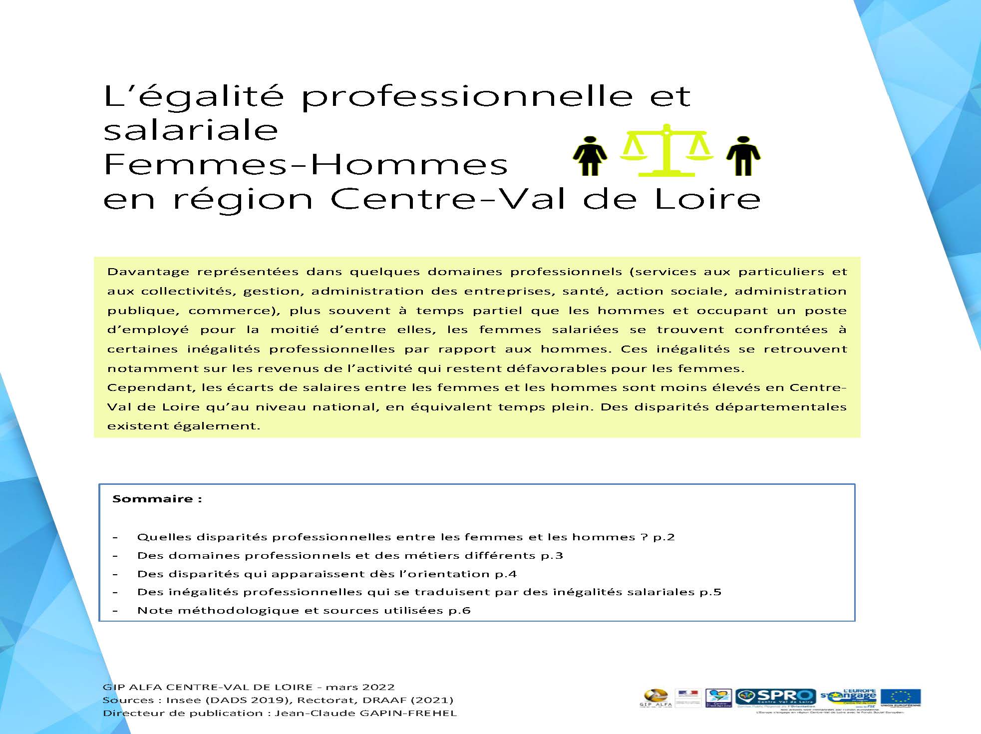 L’égalité professionnelle et salariale Femmes Hommes en région Centre-Val de Loire