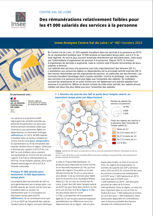 Les salariés des services à la personne en Centre-Val de Loire