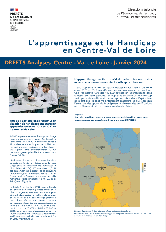 L’apprentissage et le Handicap en Centre-Val de Loire