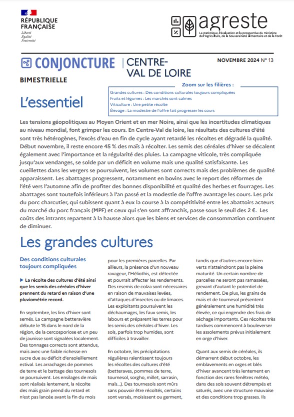 Conjoncture agricole bimestrielle