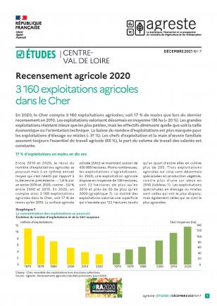 3 160 exploitations agricoles dans le Cher (RA 2020)